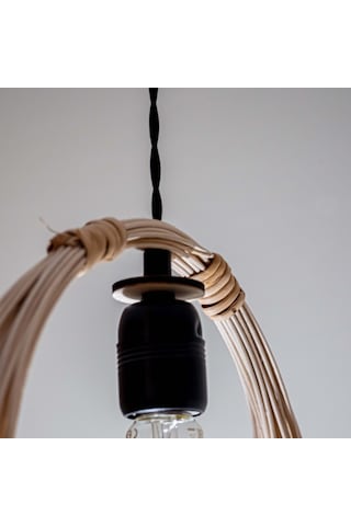 Bambu, Hasır, Rattan Avize Sarkıt: Universe 35Cm - Siyah Takim