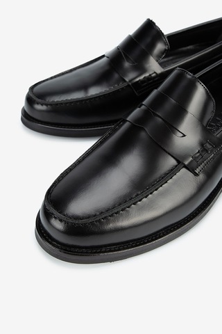 Lofer Erkek Açma Deri Jurdan Tabanlı Bantlı Klasik Loafer Siyah