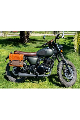 15mins Turktasarlar Motor Accessory Motorsiklet Çantası, Motorsiklet Yan Çantası, Deri Çanta, Geçme Kilit Aksesuarlı Kahverengi A.bakır - K.bakır