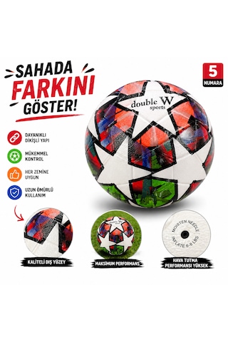 Dikişli Futbol Topu Dayanıklı Outdoor/ındoor Antrenman Topu Standart Boy, Çok Renkli Beyaz-lacivert