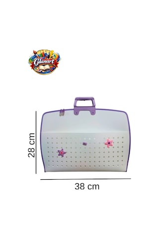 Fermuarlı 25x35 Resim Çantası, Proje Çantası Delikli Model Su Geçirmez 28x38 Cm Morlu Beyaz