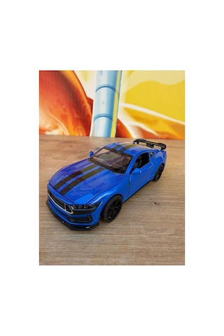 Ford Mustang Diecast Model Araba Sesli Işıklı Açılan Kapılar Ford Spor Model Araba Mavi - Siyah