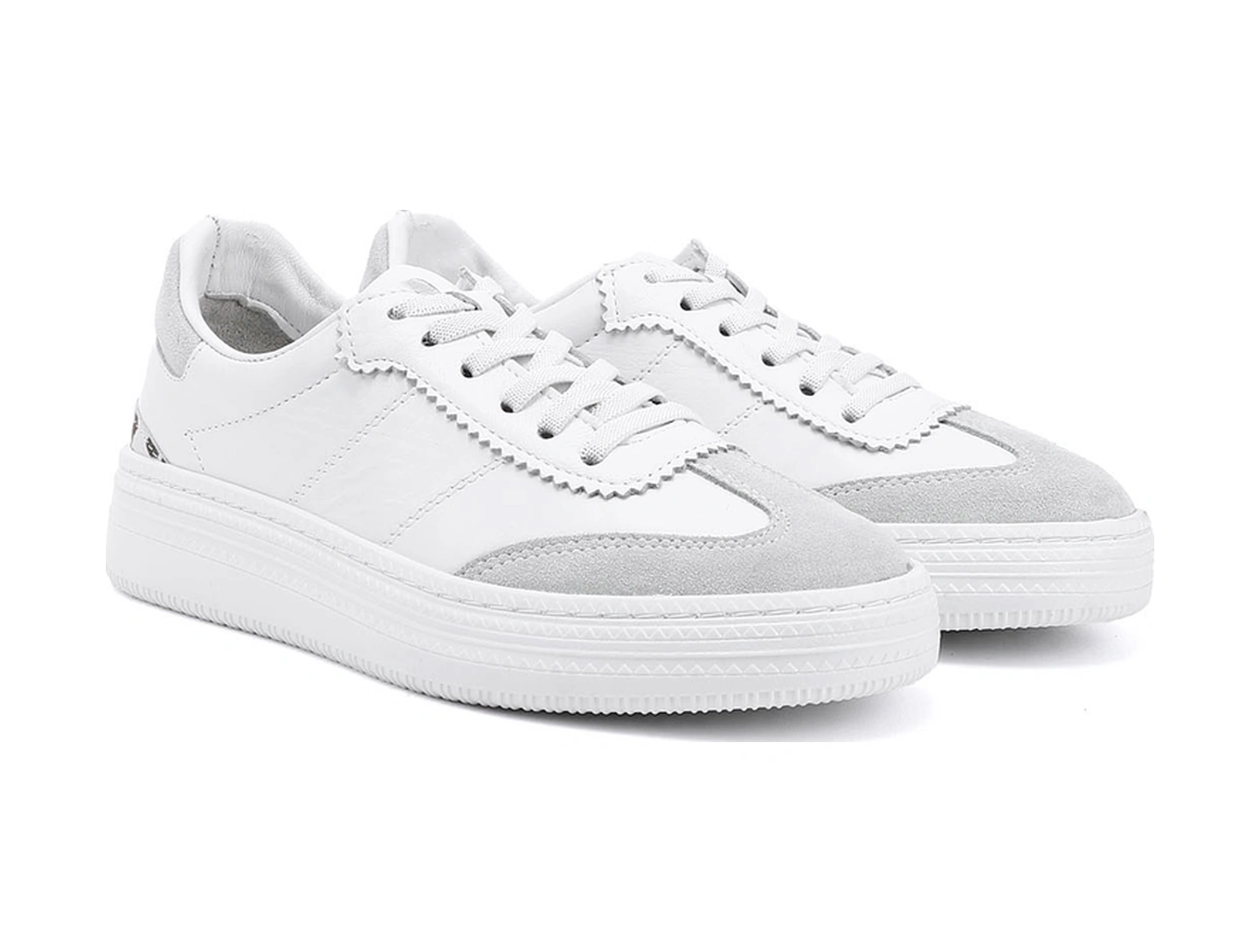 Gönderi(R) Gönderi R Kadın Beyaz Lastik Bağcıklı Dolgu Taban Hakiki Deri Sneaker Ddza83742855 Beyaz