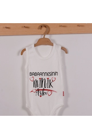Yeni Doğan 3-12 Ay Annennesinin Minik Aşkı Askılı Body Beyaz Beyaz