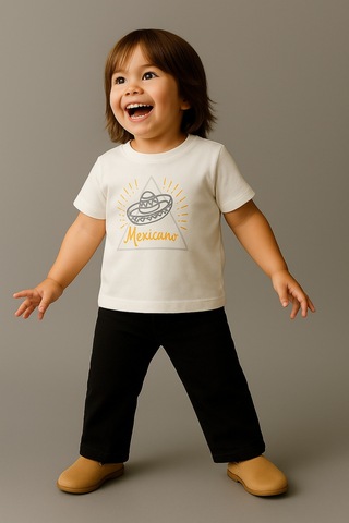 %100 Pamuklu Mexicano T-shirt Ekru