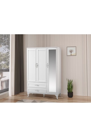 Country 3 Kapaklı 2 Çekmeceli Aynalı Gardırop