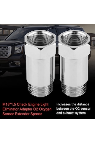 Konesam Oksijen Sensörü Uzatıcı Adaptörü M18 1.5 45mm, Motor Kontrol Lambası Söndürücü, Evrensel Uyum, 2 Adet Gümüş