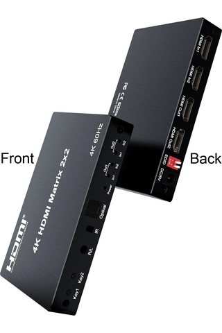 Hdmı Matrix 2x2 Matrix Anahtarı 2 İn 2 Out Switcher 4k 60hz 2x2 Hdmı Matrix 4k 60hz Değiştirici 2 İn 2 Out Optik & R/l Ses Çıkışı