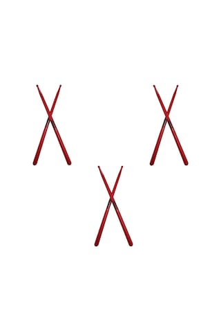 Midex Gfk-801rd-3x 5a Bateri Baget Kırılmaz Polyemid Kırmızı Renk Davul Bageti 5a Drumsticks 6 Adet 3 Çift