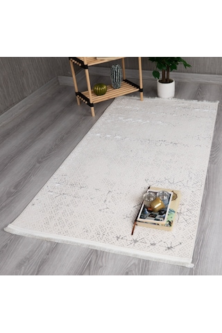My Evilla Modern Dekoratif Star Seri Krem Gri Dokuma Halı