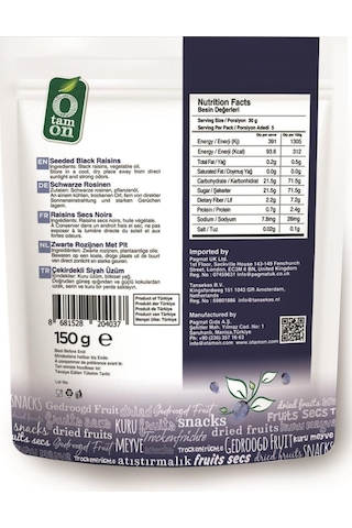 Otamon Çekirdekli Siyah Üzüm 150 G