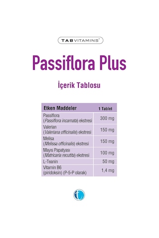 Tabvitamins Passiflora Plus 30 Tablet