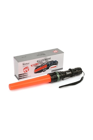 Q5 LED Güçlü Pilli EL Feneri Watton Wt-267 Siyah - Turuncu