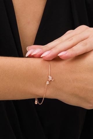 Zirkon Taşlı Rose Aşk Meleği Eros Minimal Gümüş Bileklik Sa00034