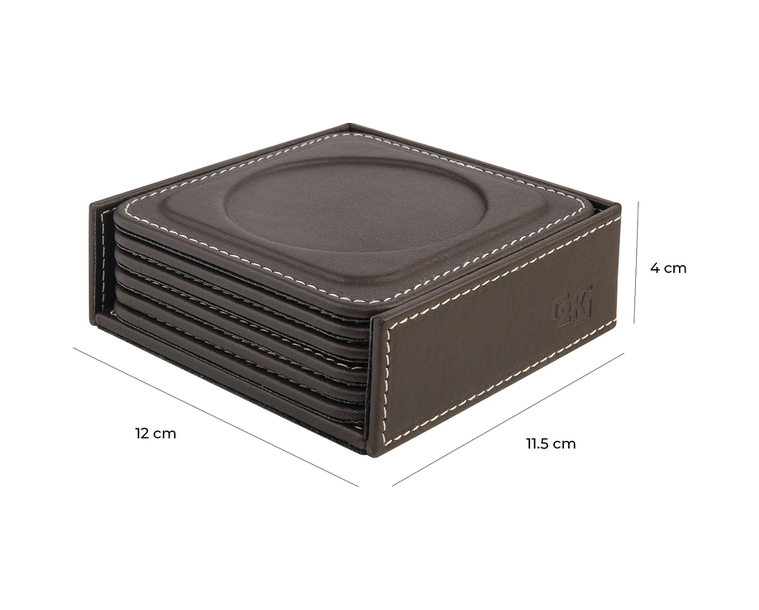 Bardak Altlığı,6 Lı Set,masaüstü Yuvarlak Cup Coaster,vegan Suni Deri,11x11 Cm.,kahverengi