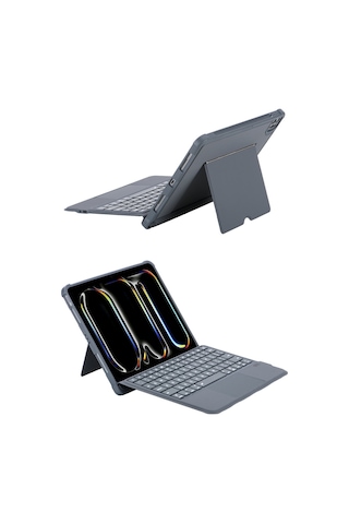 T5510d İpad Uyumlu Pro 13 2024 Kılıf Palermo Ledli Klavyeli Standlı Tablet Kılıfı - Siyah Diğer