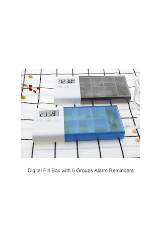 Vkemall Mavi Taşınabilir Akıllı İlaç Kutusu - Zamanlayıcı Ve Alarmlı İlaç Hatırlatıcı Cihazı