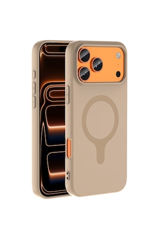 Apple iPhone Uyumlu 17 Pro Max Kılıf M-safe Şarj Özellikli Zore Aris Silikon Kapak - Krem