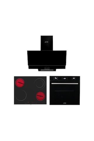 Afm Tech Ve Ferre Wile Sessiz Vitro Elektrikli Siyah MS263 + FM3250 + FM7700 Ankastre Set