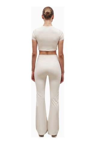 Because Of Alice Base Sculpting Flared Leggings Şekillendirici Yüksek Bel Bol Paça Kadın Tayt Krem