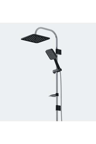 Robot Duş Seti Krom Siyah Tepe Duş Sistemi Yağmurlama Sistemi Paslanmaz Krom - Siyah