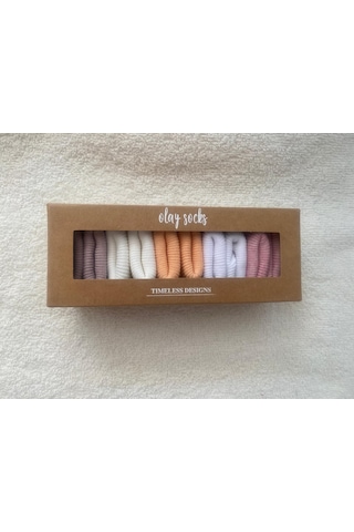 Kız Bebe Yenidoğan Kutulu 5'li Çorap 1309b Beyaz