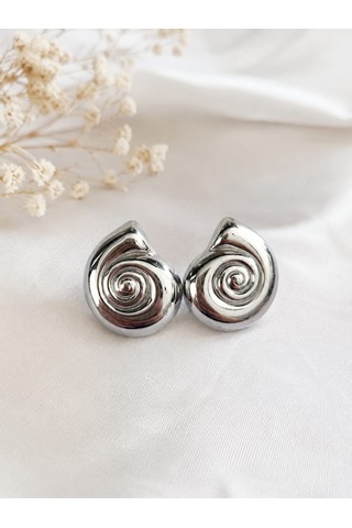 Cm Jewelry Sarmal Gümüş Renk Çelik Küpe