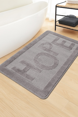 Doğal Kaymaz Taban Banyo Paspas Uzun Ömürlü Yumuşak Dokulu Su Emici Yıkanabilir Hope 60x100 Gri