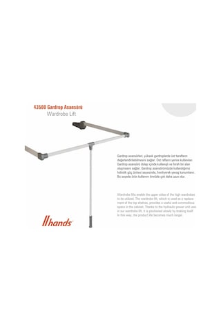 Hands Lift Gardrop Dolap Elbise Askı Asansörü Gri