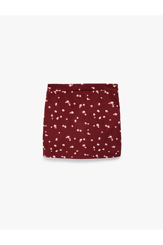 Koton Beli Lastikli Çiçekli Şort Etek Bordo Desenli 6wmg40103ak Bordo Desenli