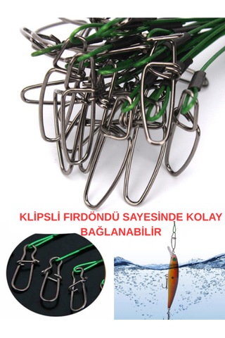Ea genset Klipsli Fırdöndülü Yeşil Çelik Tel 5 Adet 15 Cm