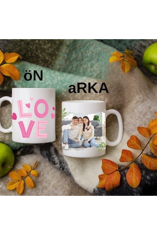 Kişiye Özel Love Temalı Bardak Ve Gece Parlayan Lotus Çiçeği Kolye Hediye Seti