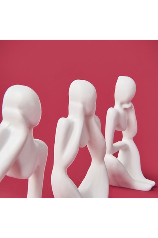 Evidea Deco Human 3'lü Biblo - Beyaz Beyaz