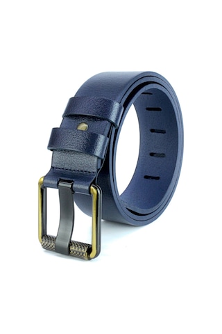 Erkek Hakki Deri 4,5 Cm Kot Kemeri Lacivert Lacivert