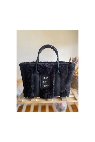 Aksesuar The Tote Bag Peluş Çanta 21x21cm siyah