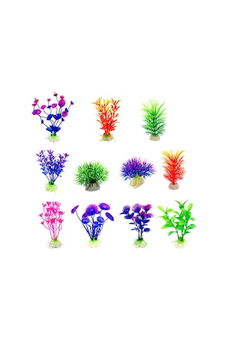 Xindoker "11 Çeşit Akvaryum Dekorasyonu - Gerçekçi Plastik Bitkiler Ve Yapay Süsler"