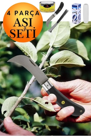 4'lü Set Profesyonel Eğri Uçlu Ve Düz Uçlu Bağ Aşı Bıçağı , Kaliteli Bitki Aşı Macunu, Esnek Aşı Bandı Meyve Ağacı, Göz Kalem Aşısı, Fidan Aşılama Malzemeleri, Bahçe Tarım Budama Seti
