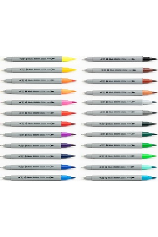 Masis Double Brush Pen Fırça Uçlu Kalem + Fineliner 24 Renk Set