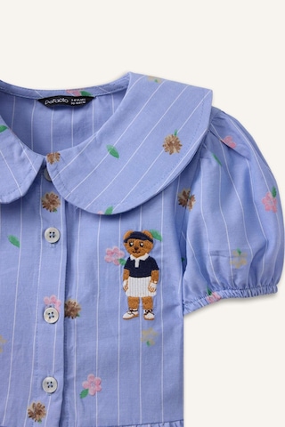 Defacto Bebe Yaka Baskılı Kısa Kollu Gömlek Kız Bebek H2988a526smnv135 Lacivert-nv135