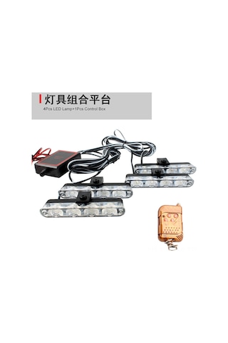 Geeksen 12v Kablosuz Kumanda 16 Led Oto Arka Panjur Işığı, 4'lü Klasörlü Parıltı Işığı, Kırmızı-mavi, Taşınabilir Ve Dayanıklı Diğer