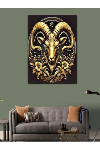 Kanvas Tablo Altın Koç Burcu Motifi 50cmx70cm
