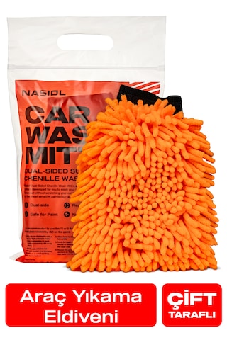 Nasiol Çift Taraflı Mikrofiber Süper Yumuşak Peluş Araç Yıkama Eldiveni Çiziksiz ve Detaylı Temizlik