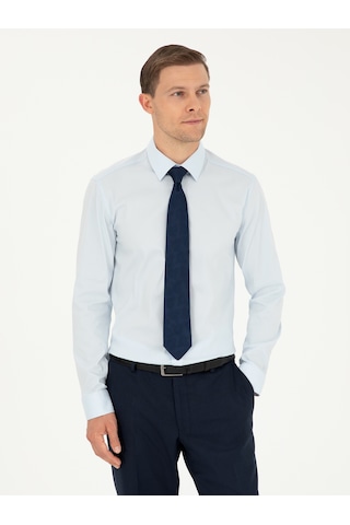 Cacharel Açık Mavi Slim Fit Pamuk Karışımlı Klasik Gömlek Denım