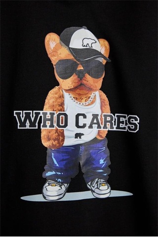 Bad Bear Mood 24.06.12.001s Siyah Çocuk Baskılı Hoodie Sweatshirt Siyah