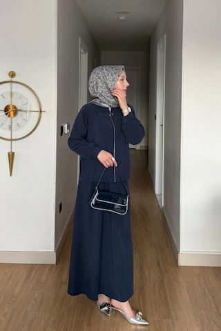 Mihran Butik Cupra Kumaş Lacivert Kadın Elbise Etek Takım Lacivert