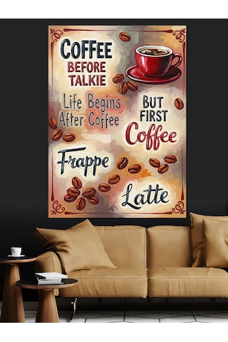 Ahşap Tablo Kahve Zamanı Yazılı Poster