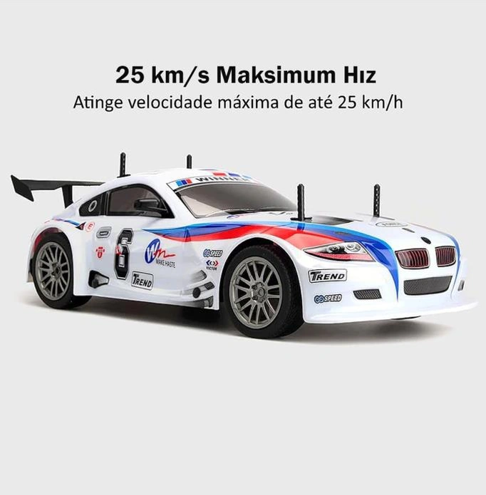 Şarjlı Kumandalı 1:10 Ölçek 25km/h Hıza Çıkabilen Oyuncak Rc Full Fonksiyon Drift Yarış Arabası Beyaz Beyaz