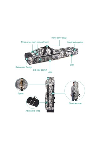 120 Cm/150 Cm 3 Katmanlar Balıkçılık Çanta Taşınabilir Şehir Kamuflajı