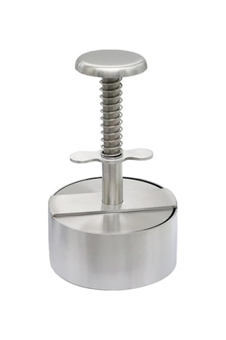 Yaylı Düğmeli Ayarlanabilir Burger Presi Hamburger Köfte Makinesi, Paslanmaz Çelik Yapışmaz Dolgulu Hamburger Presi Makinesi 8 Cm