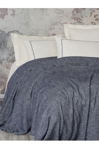 Cotton Box Embrova Şönil Çift Kişilik Yatak Örtüsü/pike Takımı Loom Lacivert Lacivert